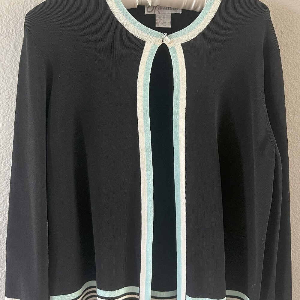 DressBarn Shell/Jacket - Black with aque blue and white accents